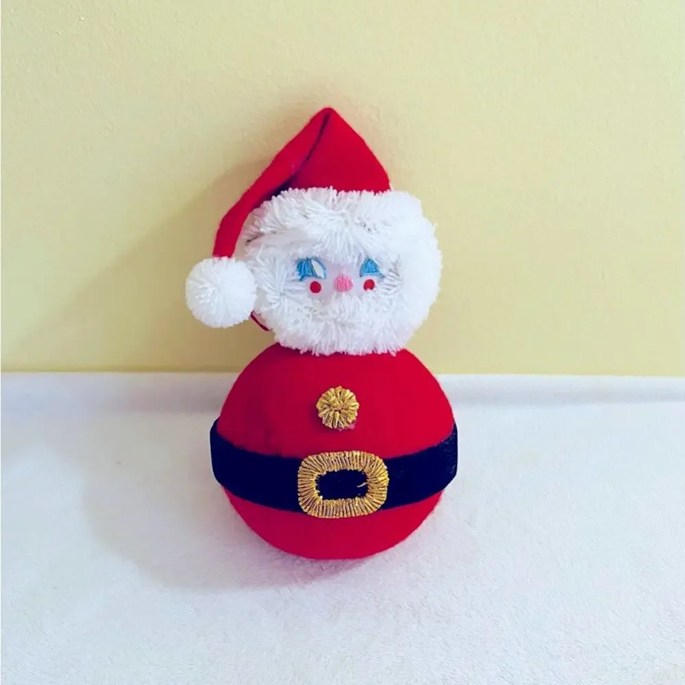 Vtg 60's Retro Handmade Roly Poly Santa Christmas Ornament Japan Gift Topper MCM